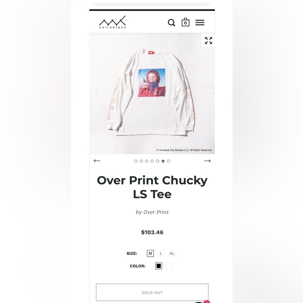 Overprint Chucky Child’s Play Long Sleeve White Graphic T Shirt Streetwear AOP - Picture 5 of 5